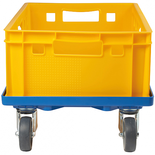Rollwagen blau mit E2-Kiste gelb
